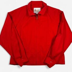 London Fog Harrington Jacket Men’s Red Zip Vintage 80s Size 46 Reg